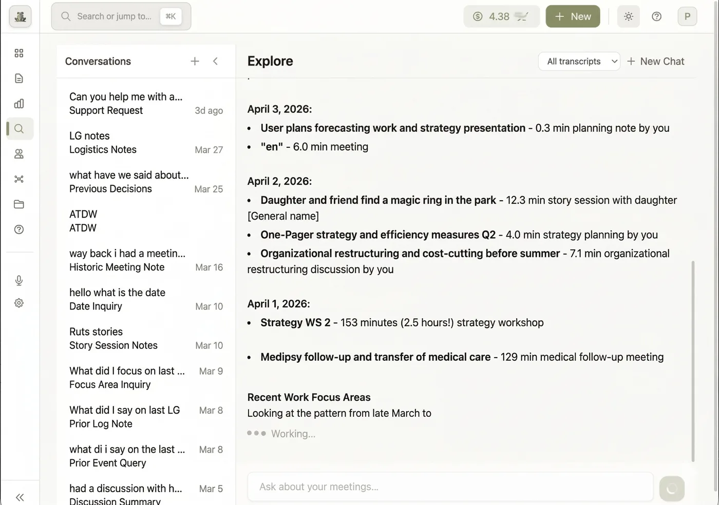 Proudfrog Explore — AI chat across your meetings
