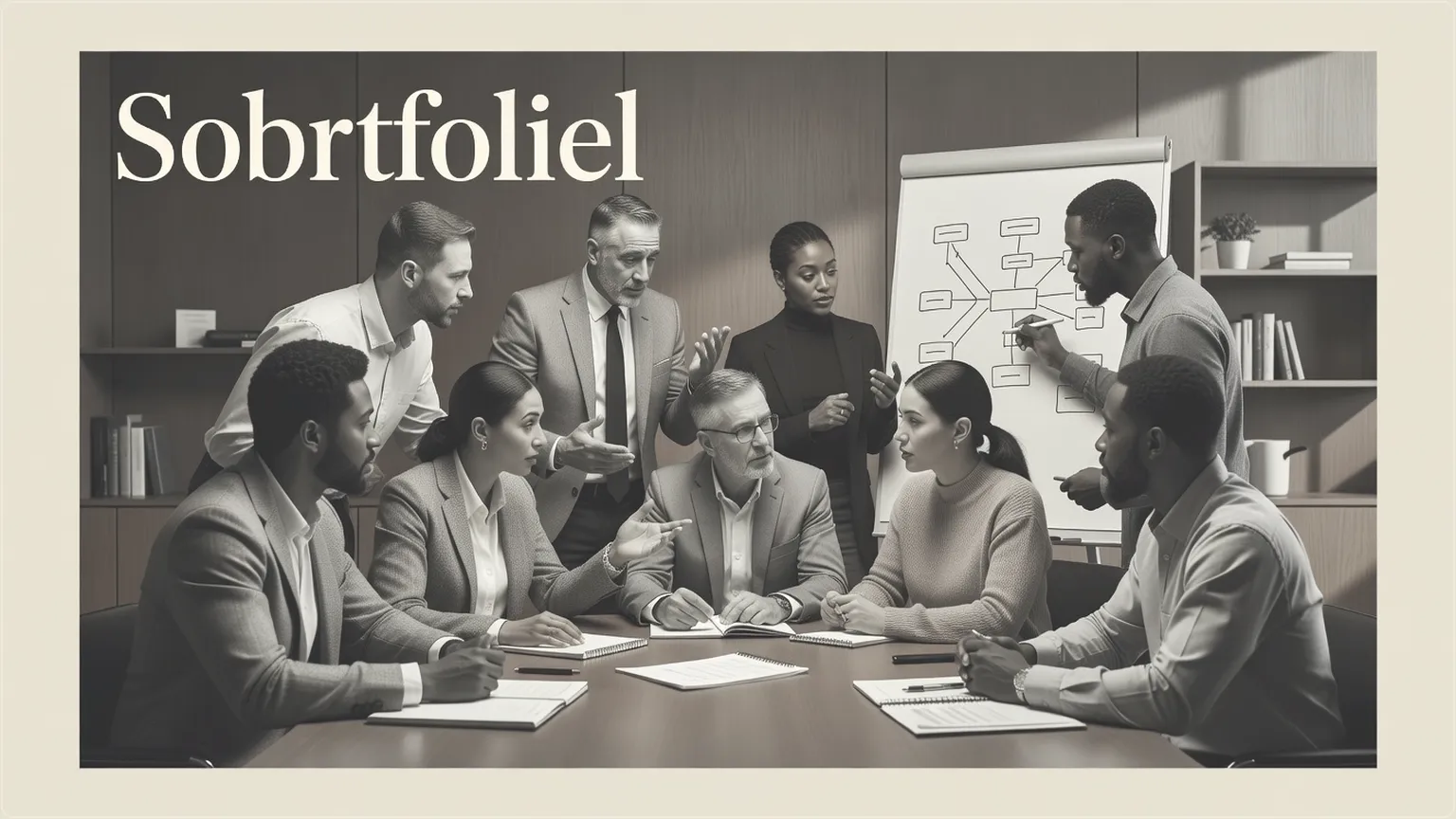 Engaged professionals collaborating in a lively team meeting