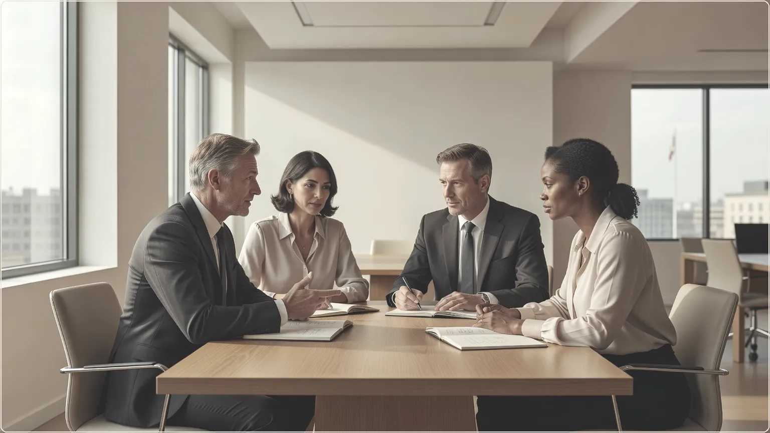 Team discussing ideas during an in-person meeting