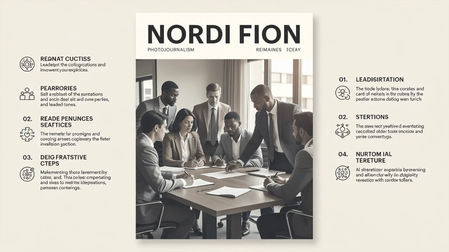Professionelle, der samarbejder omkring et mødebord med notesbøger og kaffe