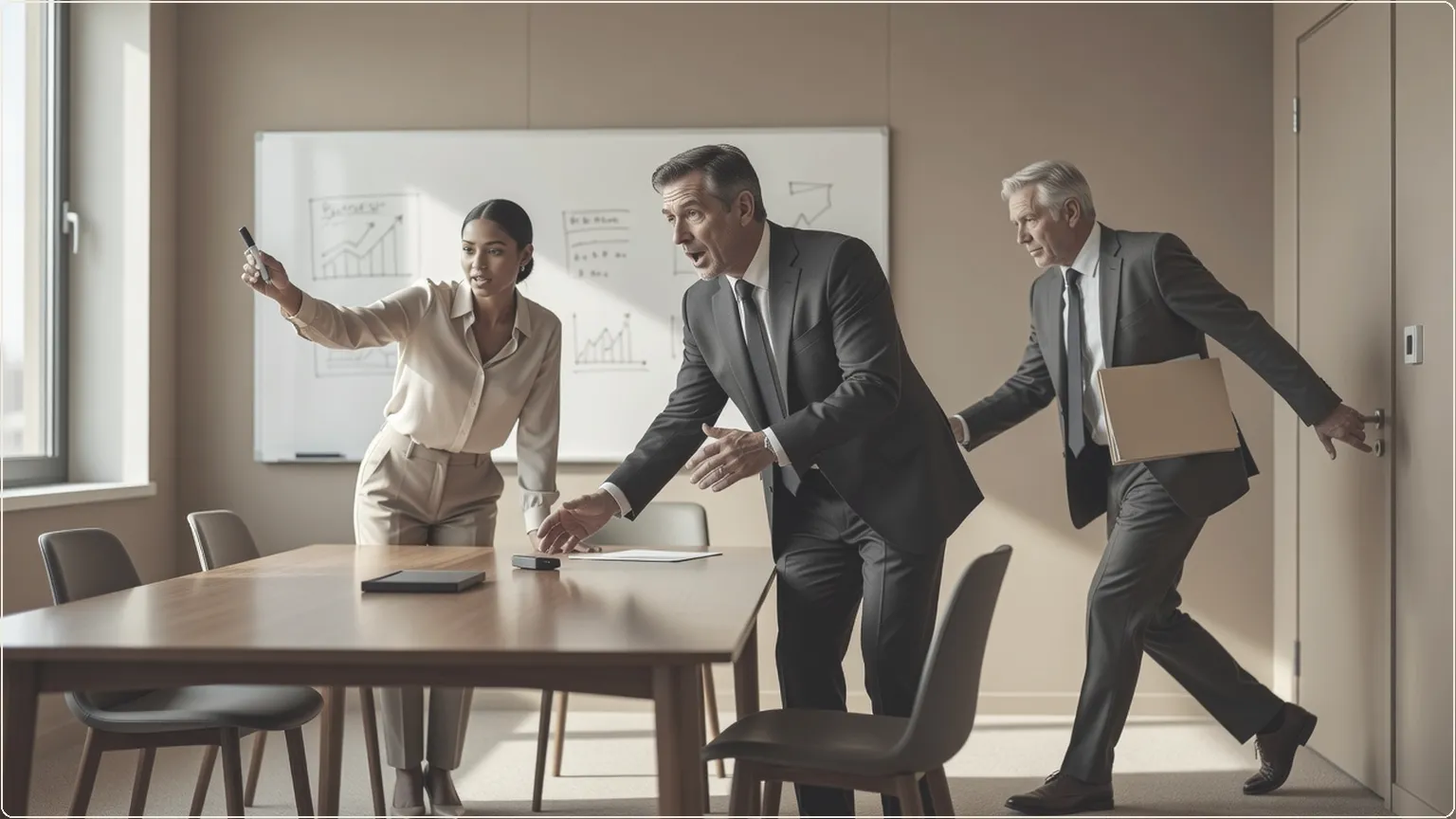 Colleagues in a meeting acting immediately on spoken words instead of reading notes